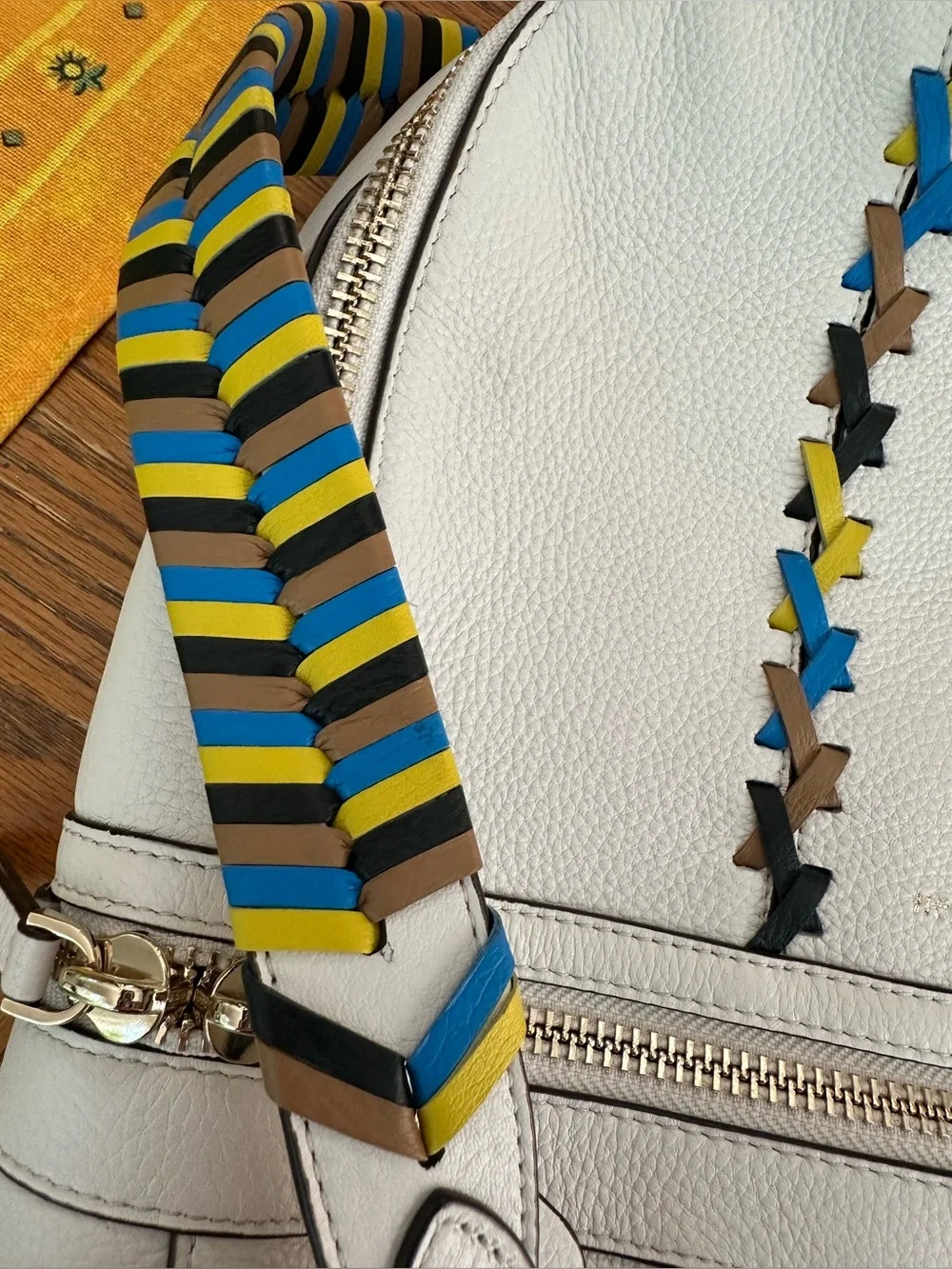 Vintage Henri Bendel SoHo Large Off White with Multi Braided Straps Backpack EUC